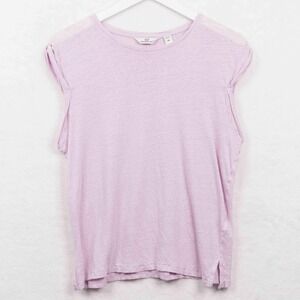 VINEYARD VINES 100% Linen Rolled Sleeve T-Shirt Lavender Beachy Coastal Summer M